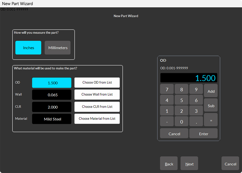 BendPro SIM Software new part wizard