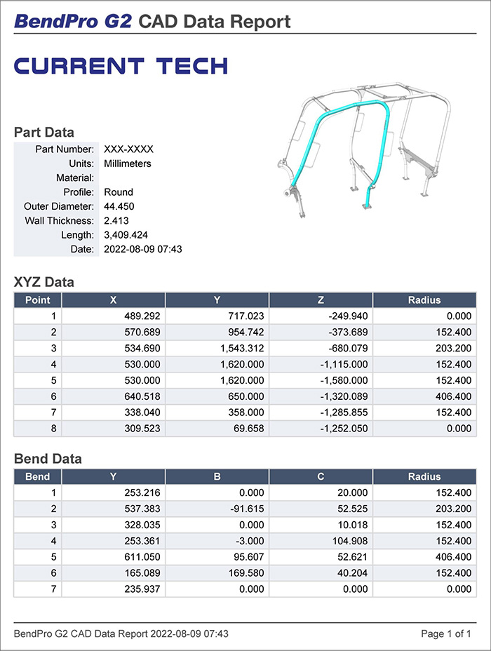 CAD Interface Software Tube Part importing reports